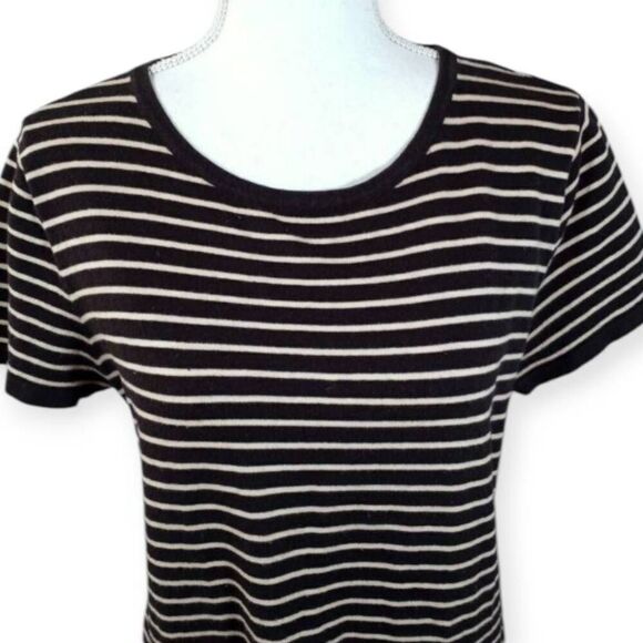 FOREVER 21 BLACK & BEIGE STRIPE TEE-SHIRT DRESS SZ.XL EUC. - Picture 2 of 6